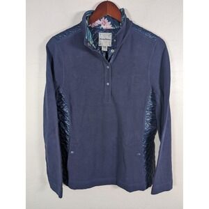 Tommy Bahama Sweater Womens Medium Quilted Pullover Half Snap Jacket Floral Line